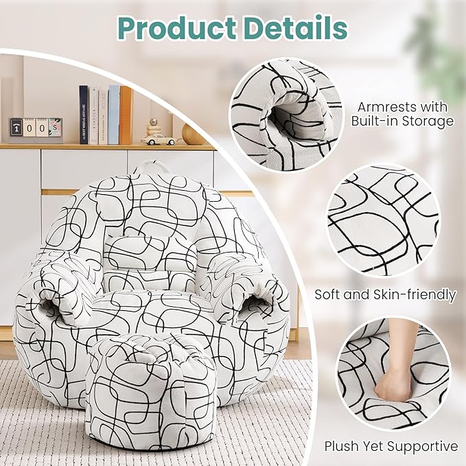 DAICO Bean Bag Chairs for Adults Comfy Accent Chair - Image 3