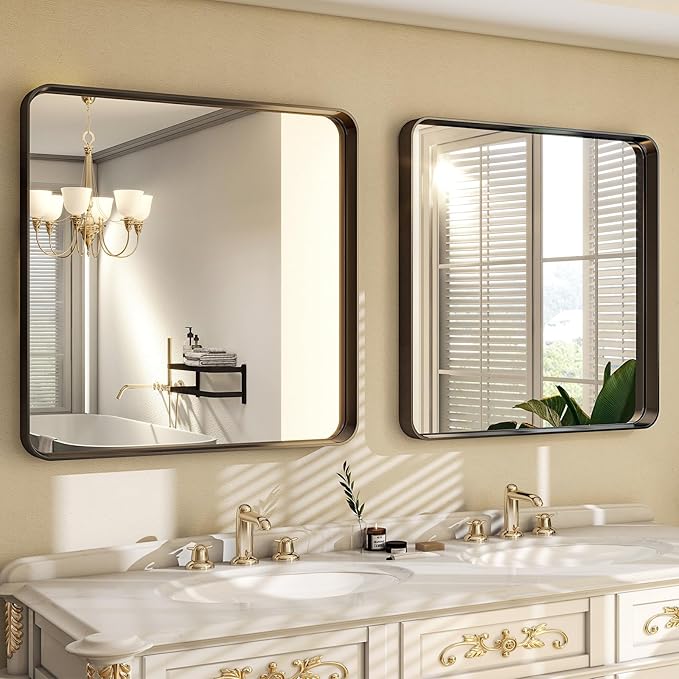 30"x 30" Black Bathroom Mirror - Image 2