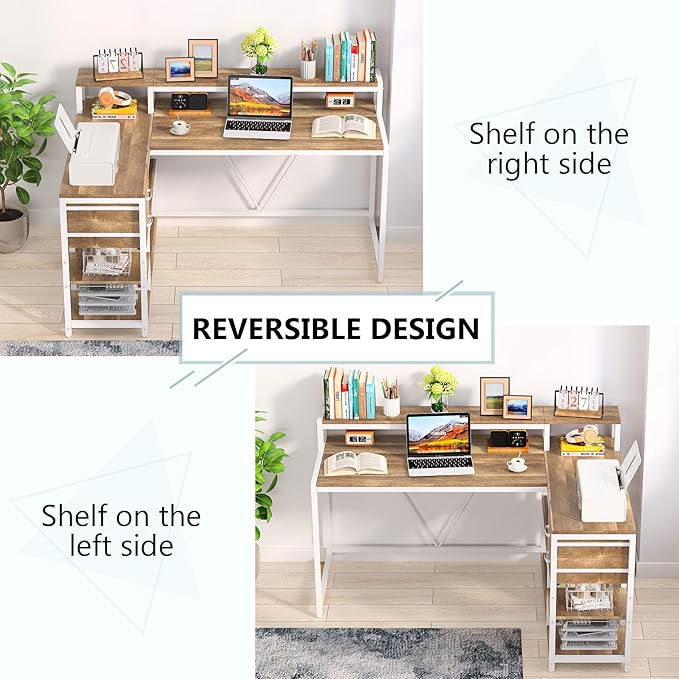 Tribesigns L Shaped Desk with Drawers and Monitor Stand, L Corner Desk with - Image 4