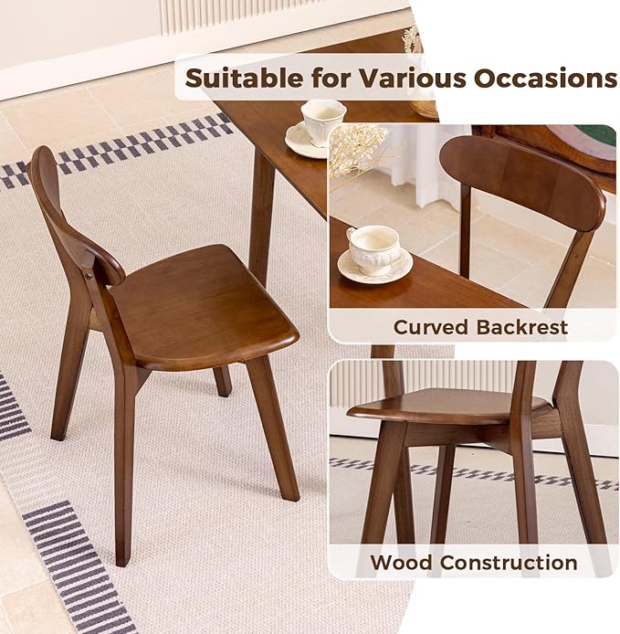 DELAVIN Soild Wood Dining Chairs Set of 6, Mid Century Oak Wood Kitchen Chairs - Image 6