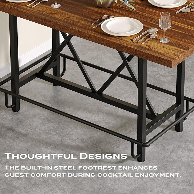 Tribesigns Bar Table, Industrial Counter Height Pub Table - Image 7