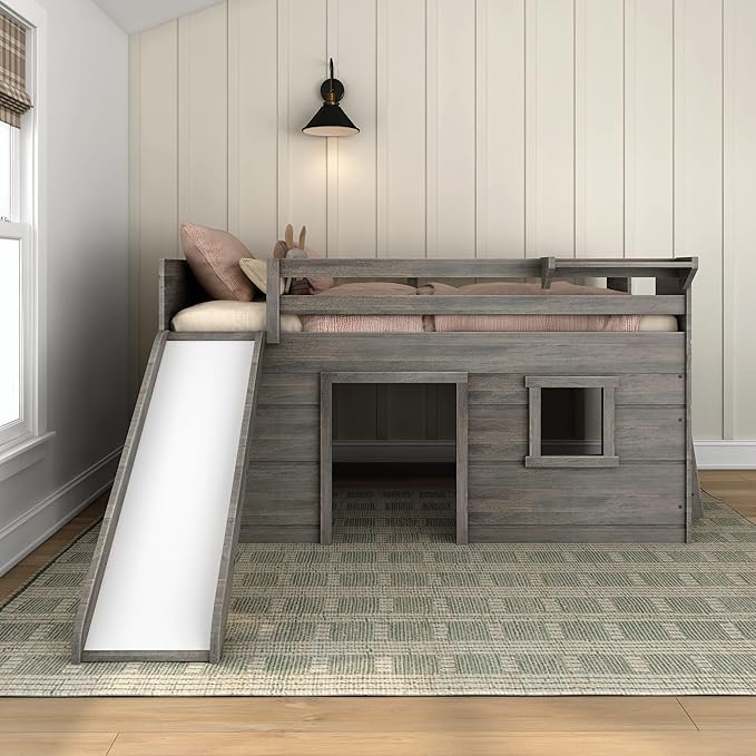 Max & Lily Loft Bed Twin Size, Solid Wood Low Loft Bed - Image 2