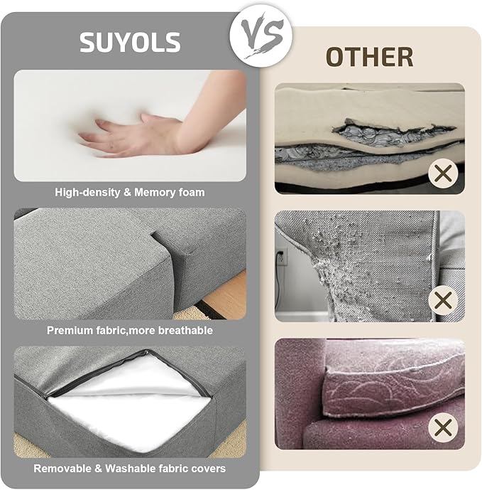 2-in-1 Folding Sofa Bed with Pillows - Image 6