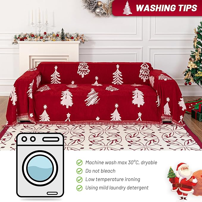 MYSKY HOME 71X134 inches Sofa Christmas Couch Cover, Sectional Sofa Covers Sofa - Image 5