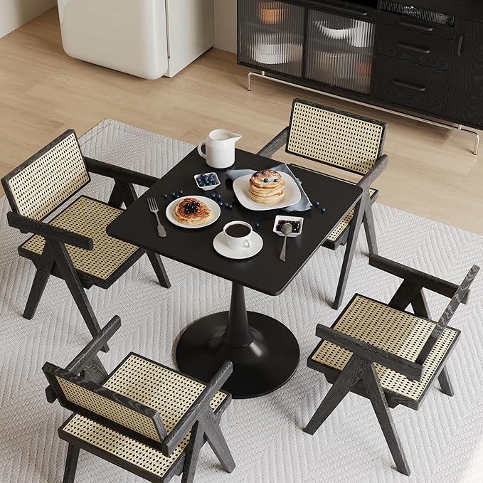 24" Black Small Dining Table for 2 or 4, Small Square Tulip Table for Kitchen - Image 3