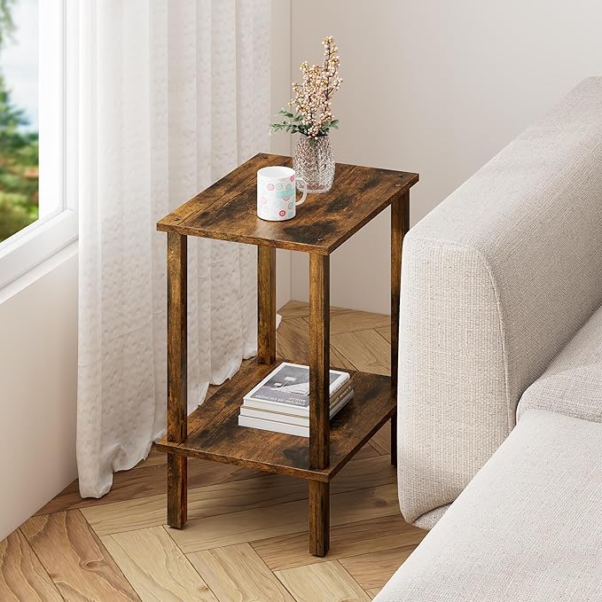 TUTOTAK End Table, Side Table, Nightstand, 2-Tier Storage Shelf, Sofa Side Table - Image 7