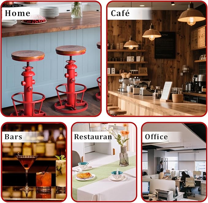 Topower Antique Industrial Round Bottom Adjustable Height Cafe Coffee Retro - Image 5