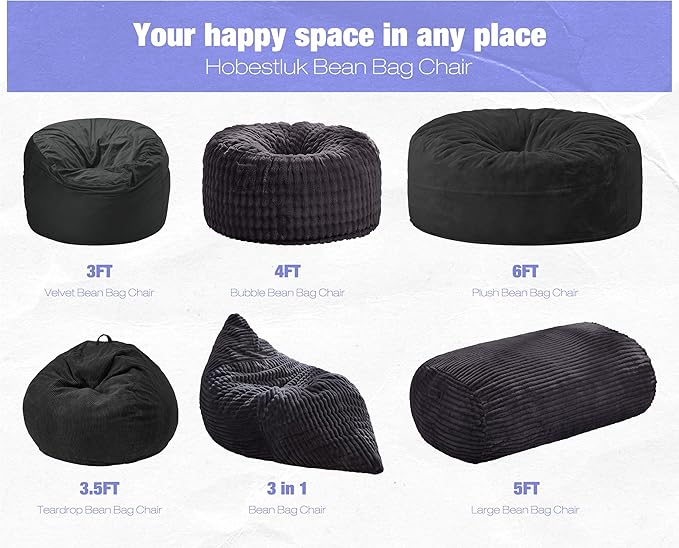 Hobestluk 5FT Bean Bag Chairs Adult Bean Bag - Image 8