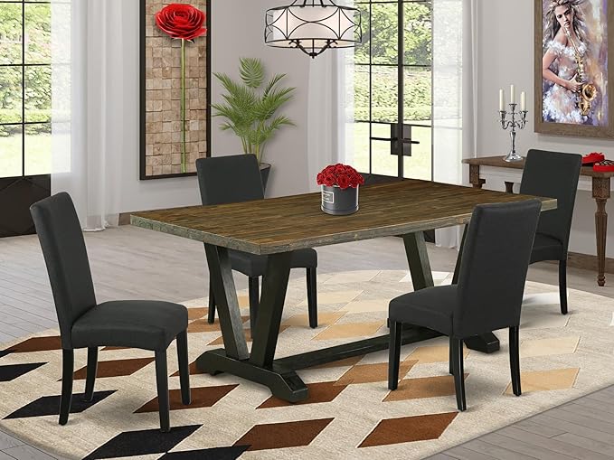 East West Furniture V677DR124-5 5 Piece Dining Room Table Set Includes a - Image 2