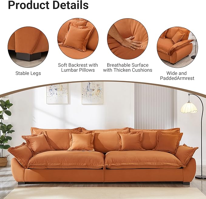 126 Inch Sailing Design Modular Sectional Cloud Sofa - Image 4