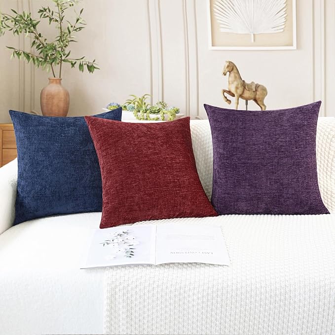 CaliTime Throw Pillow Covers Decorative 18 X 18 Inches Pack of 2 Cozy Chenille - Image 5