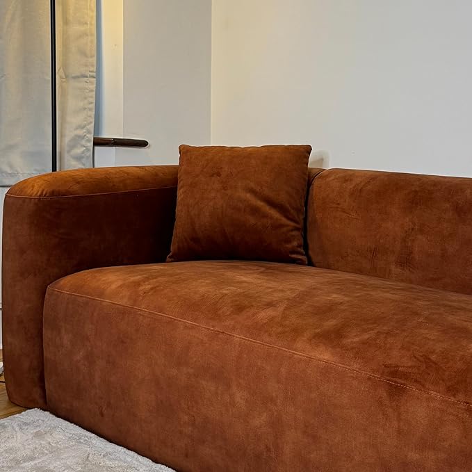 Acanva Luxury Modern Tight Curved Back Velvet Sofa, Minimalist Style Comfy Couch - Image 6