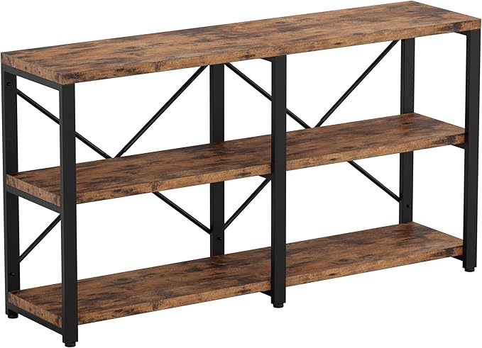 IRONCK Rustic Entryway Console Table, Long Hallway Table 55 in 3-Tier, TV Stand by IRONCK