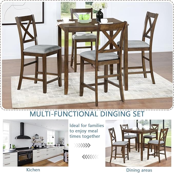 KEIKI 5-Piece Counter Height Dining Table Set - Image 4