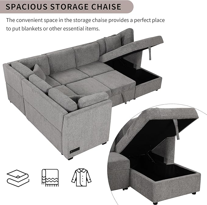 Ball & Cast 108.6" Sleeper Sectional Pull Out Sofa - Image 7