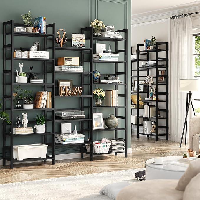 Homykic Bamboo Triple Wide Shallow Bookshelves and Bookcases, 6-Tier 6ft Tall - Image 4