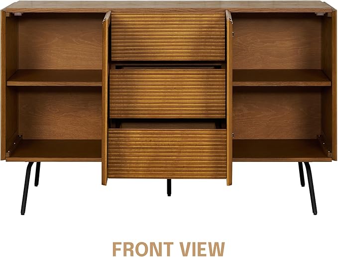 NTC MOSSIC Sideboard with 2 Doors and 3 Drawers, Buffet Cabinet with Natural - Image 4