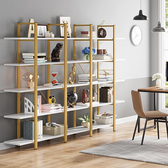Tribesigns 5-Tier Bookshelf, Vintage Industrial Style Bookcase 70 ‘’ H x 12’’ W - Image 5
