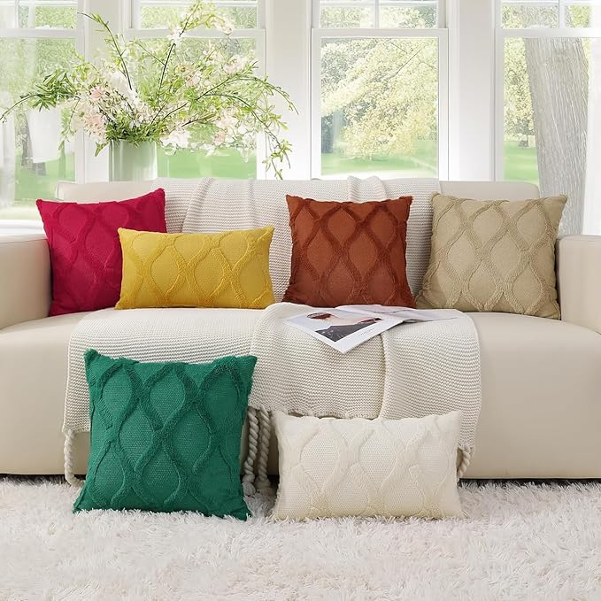 decorUhome Throw Pillow Covers 18x18 Inch Set of 2, Soft Plush Faux Fur Wool - Image 9