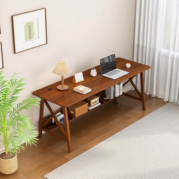 Extra Long Desk with Bookshelf - Image 7