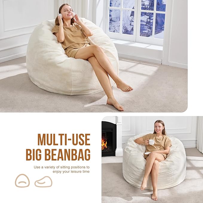 Hobestluk 3ft Bean Bag Chairs for Adults Large Beanbag Chair - Image 5