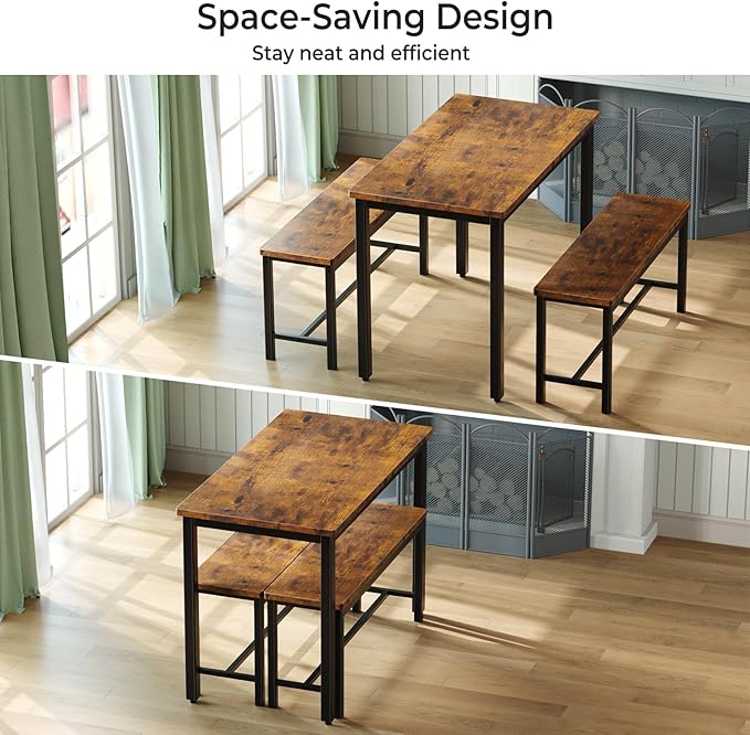 Tatub Dining Table Set for 4, 3-Piece Kitchen Table - Image 3