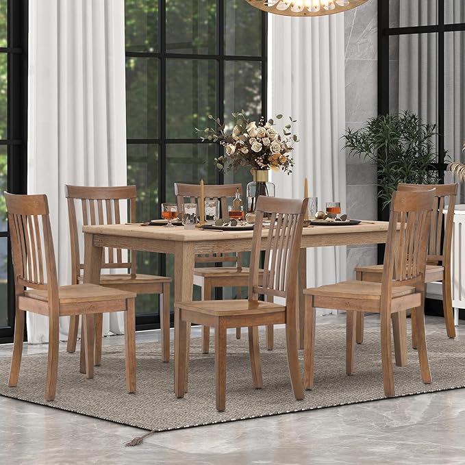 COLAMY Farmhouse Dining Chairs Set of 2, Light Brown Wooden Dining Room Chairs - Image 7
