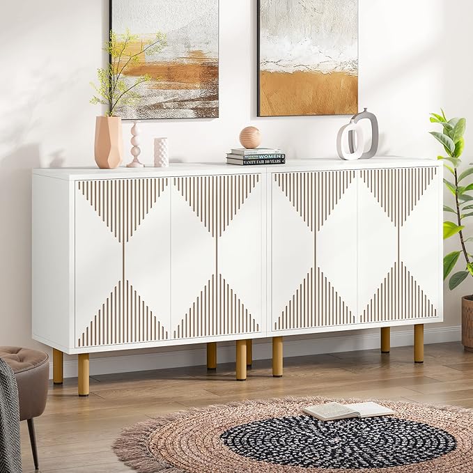 LITTLE TREE White Sideboard Buffet Cabinet, Modern Sideboard Cabinet - Image 2