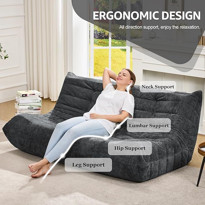 Hobestluk Bean Bag Chairs for Adults Giant Bean Bag Chair Memory Foam BeanBag - Image 5