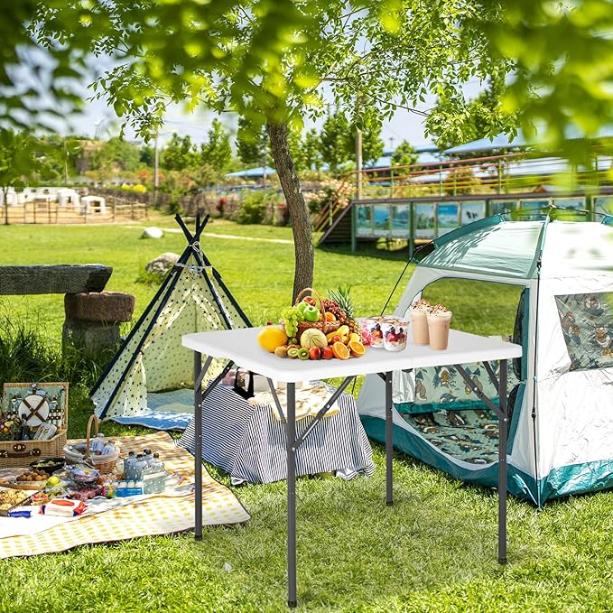 BestOffice Outdoor 34" Folding Card Table Plastic Table Portable Square Height - Image 2