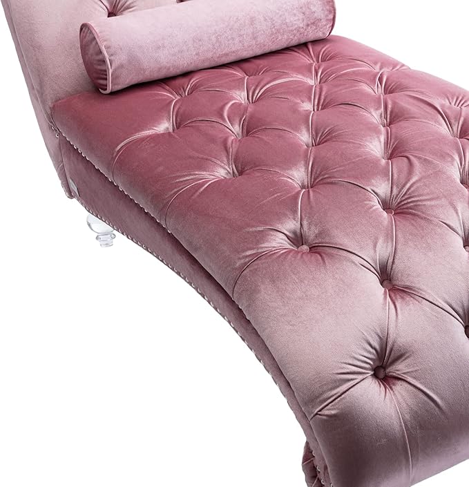 HomSof Modern Armless Velvet Chaise Lounge Indoor Chair - Image 7