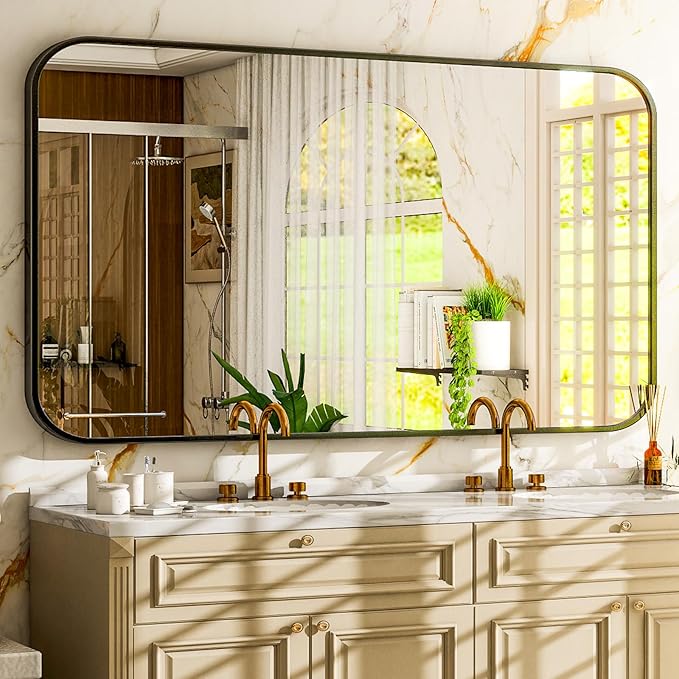 30 x 48 Inch Bathroom Mirror, Rounded Rectangular Vanity Mirror - Image 9