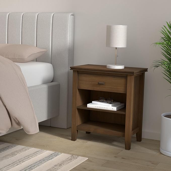 SIMPLIHOME Artisan SOLID WOOD 24 inch Wide Transitional Bedside Nightstand - Image 2