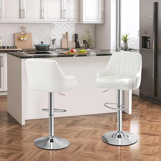 VECELO Bar Stools Set of 2, Adjustable Barstools, Counter Height Stools - Image 2