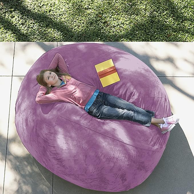 Giant Fur Bean Bag Chair Cover for Kids Adults, Living Room Furniture Big Round - Image 3