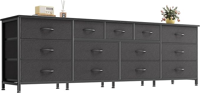 Huuger 70 Inch Black Dresser for Bedroom, TV Stand for 65, 80 Inch TV, 13 by Huuger