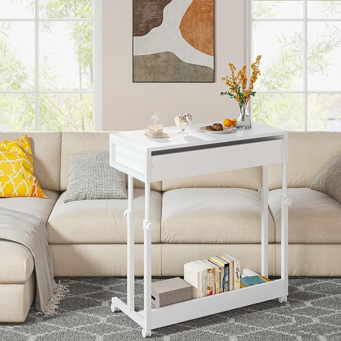 Tribesigns Portable Desk with Drawers, Mobile Laptop Desk with Wheels, Sofa - Image 5