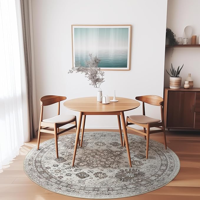 zesthome 9ft Round Rugs for Living Room, Non-Slip Washable Round Area Rugs - Image 8