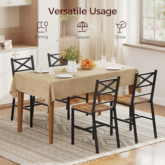 Dining Chair Set of 4, Rustic Wooden Kitchen Chairs - Image 2