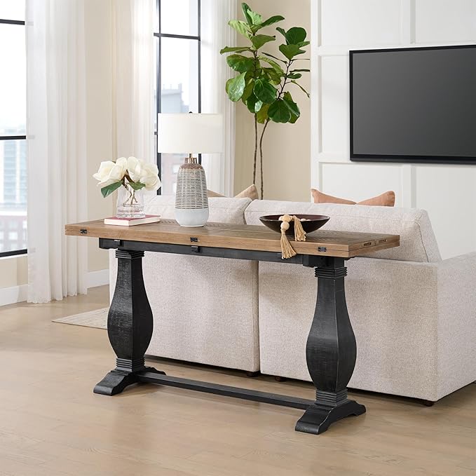 Martin Svensson Home Napa Solid Wood Pedestal Flip-Top Sofa Console Table by MartinSvenssonHome