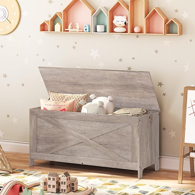 39.4" Toy Chest, Sturdy Entryway Storage Chest - Image 6