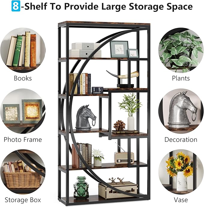 Tribesigns Bookshelf, Industrial 5-Tier Etagere Bookcase, 70.8 inch Tall - Image 6