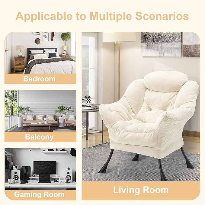 Fabric Lazy Chair for Adults, Oversized Upholstered Sofa Chair, Plush Comfy - Image 7