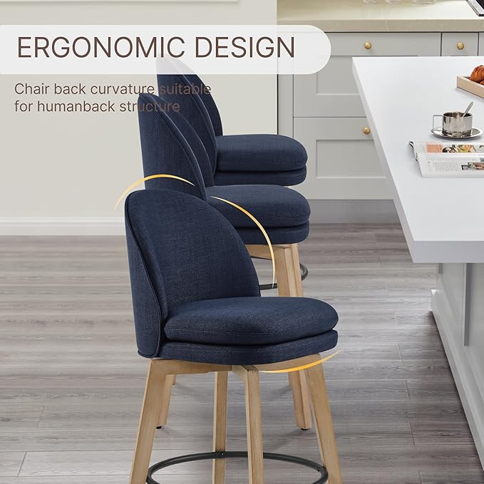 Counter Height Barstools 26 inch Upholstered Swivel Bar Stools - Image 7