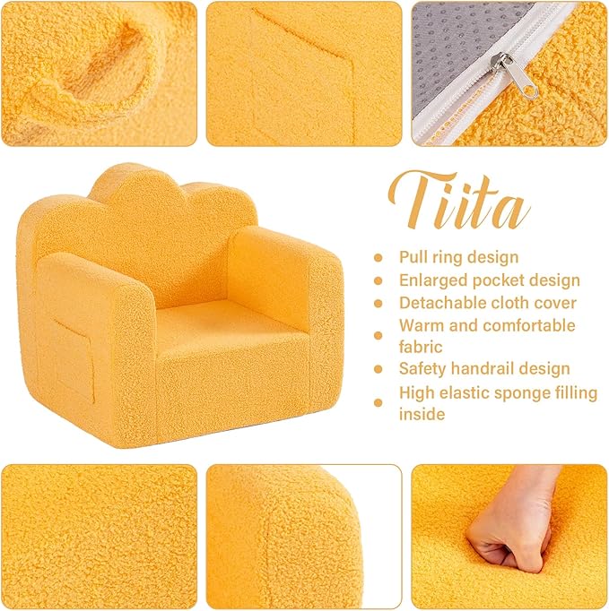 Tiita Kids Couch Plush Toddler Chair, Cloud-Like Glow in The Dark Kids Sofa - Image 4