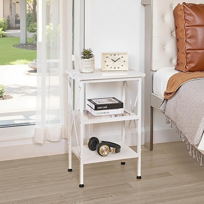 VECELO End Table, Bedside Table, X-Design Reinforced Nightstands, Side Table - Image 4