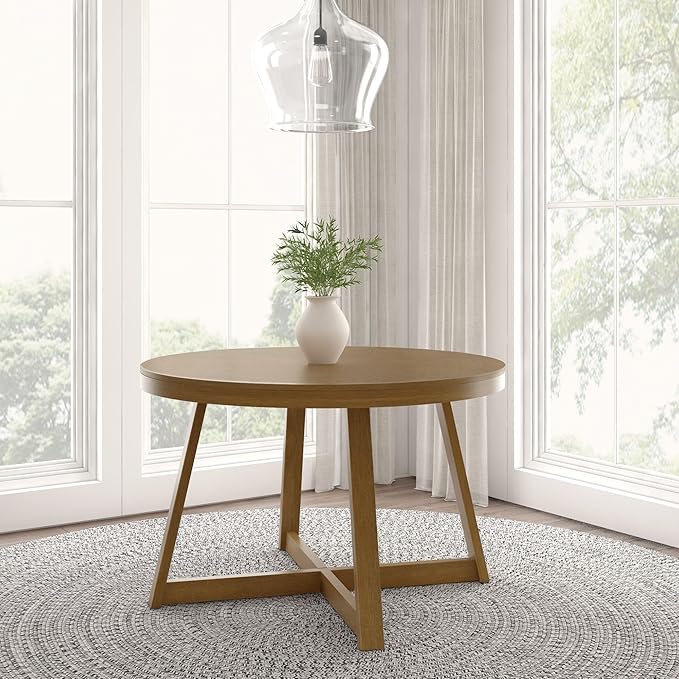 Plank+Beam Round Dining Table, 47 Inch Solid Wood Kitchen Table, Farmhouse by PlankBeam