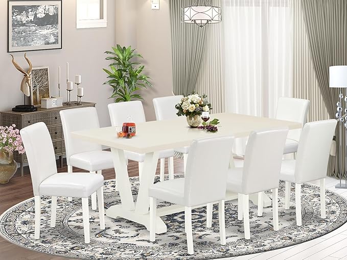 East West Furniture V027AB264-9 9 Piece Modern Dining Table Set Includes a - Image 2