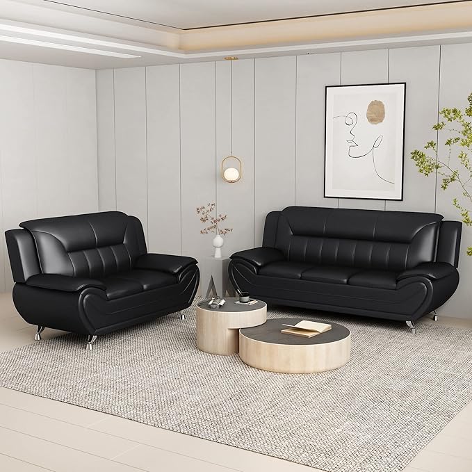 Container Furniture Direct Michael Modern Faux Leather Upholstered Stainless - Image 18