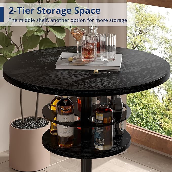 VECELO 36” High Top Bar Table, Sturdy Frame - Image 4